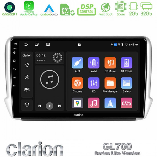Clarion GL700 Lite Series 8Core Android11 2+32GB Peugeot 208/2008 Navigation Multimedia Tablet 10 Με Carplay -amp; Android Auto Clarion GL700 Lite Series 8Core Android11 2+32GB Peugeot 208/2008 Navigation Multimedia Tablet 10 Με Carplay -amp; Android Auto