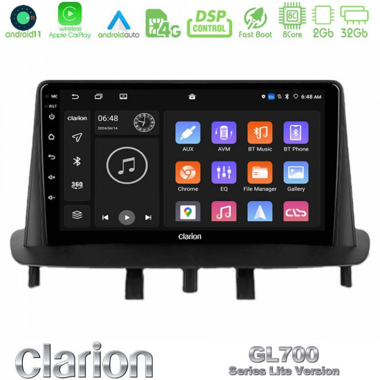 Clarion GL700 Lite Series 8Core Android11 2+32GB Renault Megane 3 2009-2013 Navigation Multimedia Tablet 9 Με Carplay -amp; Android Auto Clarion GL700 Lite Series 8Core Android11 2+32GB Renault Megane 3 2009-2013 Navigation Multimedia Tablet 9 Με Carplay -amp; Android Auto