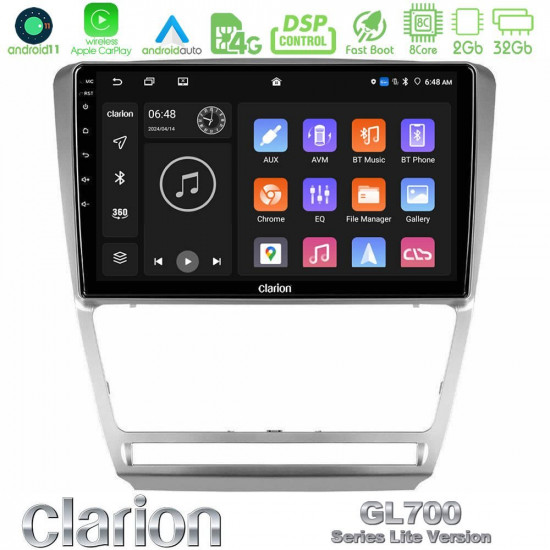 Clarion GL700 Lite Series 8Core Android11 2+32GB Skoda Octavia 5 Navigation Multimedia Tablet 10 Με Carplay -amp; Android Auto Clarion GL700 Lite Series 8Core Android11 2+32GB Skoda Octavia 5 Navigation Multimedia Tablet 10 Με Carplay -amp; Android Auto