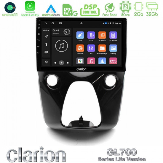Clarion GL700 Lite Series 8Core Android11 2+32GB Toyota Aygo Citroen C1 Peugeot 108 Navigation Multimedia 10 Με Carplay -amp; Android Auto Clarion GL700 Lite Series 8Core Android11 2+32GB Toyota Aygo Citroen C1 Peugeot 108 Navigation Multimedia 10 Με Carplay -amp; Android Auto