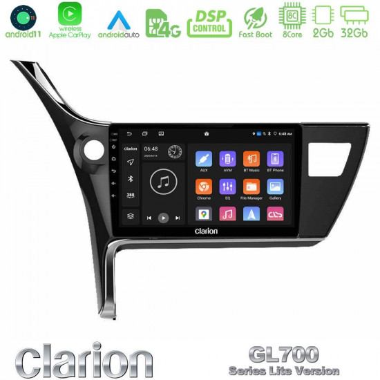 Clarion GL700 Lite Series 8Core Android11 2+32GB Toyota Corolla 2017-2018 Navigation Multimedia Tablet 10 Με Carplay -amp; Android Auto Clarion GL700 Lite Series 8Core Android11 2+32GB Toyota Corolla 2017-2018 Navigation Multimedia Tablet 10 Με Carplay -amp; Android Auto