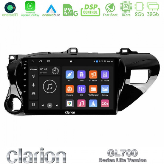 Clarion GL700 Lite Series 8Core Android11 2+32GB Toyota Hilux 2017-2021 Navigation Multimedia Tablet 10 Με Carplay -amp; Android Auto Clarion GL700 Lite Series 8Core Android11 2+32GB Toyota Hilux 2017-2021 Navigation Multimedia Tablet 10 Με Carplay -amp; Android Auto