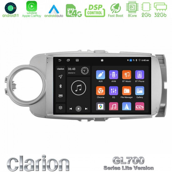 Clarion GL700 Lite Series 8Core Android11 2+32GB Toyota Yaris Navigation Multimedia Tablet 9 Με Carplay -amp; Android Auto Clarion GL700 Lite Series 8Core Android11 2+32GB Toyota Yaris Navigation Multimedia Tablet 9 Με Carplay -amp; Android Auto