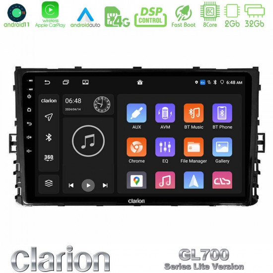 Clarion GL700 Lite Series 8Core Android11 2+32GB VW MQB 2017-gt; Navigation Multimedia Tablet 9 Με Carplay -amp; Android Auto