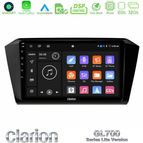Clarion GL700 Lite Series 8Core Android11 2+32GB VW Passat Navigation Multimedia Tablet 10 Με Carplay -amp; Android Auto Clarion GL700 Lite Series 8Core Android11 2+32GB VW Passat Navigation Multimedia Tablet 10 Με Carplay -amp; Android Auto