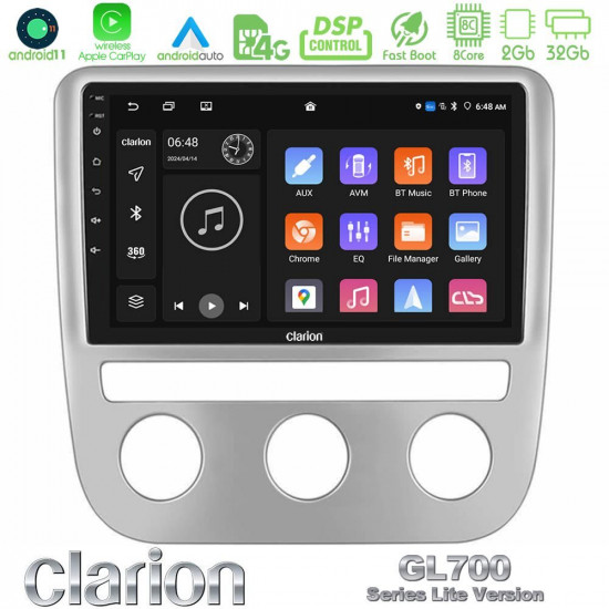 Clarion GL700 Lite Series 8Core Android11 2+32GB VW Scirocco 2008-2014 Navigation Multimedia Tablet 9 Με Carplay -amp; Android Auto Clarion GL700 Lite Series 8Core Android11 2+32GB VW Scirocco 2008-2014 Navigation Multimedia Tablet 9 Με Carplay -amp; Android Auto