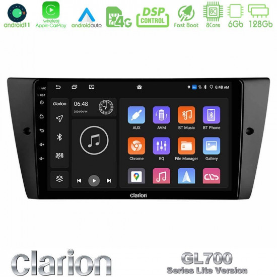 Clarion GL700 Lite Series 8Core Android11 6+128GB BMW 3 Series 2006-2011 Navigation Multimedia Tablet 9 Με Carplay -amp; Android Auto