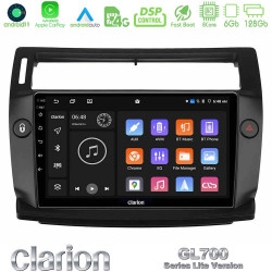 Clarion GL700 Lite Series 8Core Android11 6+128GB Citroen C4 2004-2010 Navigation Multimedia Tablet 9 (μαύρο χρώμα) Με Carplay -amp; Android Auto