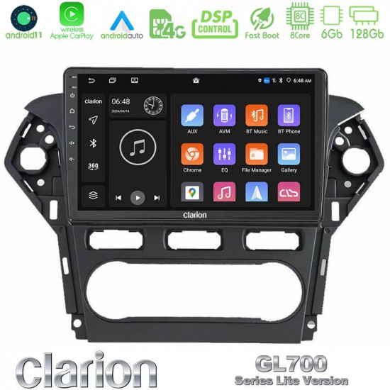 Clarion GL700 Lite Series 8Core Android11 6+128GB Ford Mondeo 2011-2014 Navigation Multimedia Tablet 10 Με Carplay -amp; Android Auto