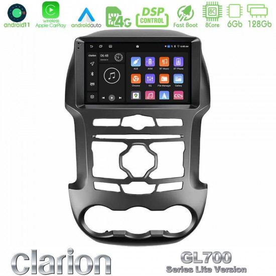 Clarion GL700 Lite Series 8Core Android11 6+128GB Ford Ranger 2012-2016 Navigation Multimedia Tablet 9 Με Carplay -amp; Android Auto