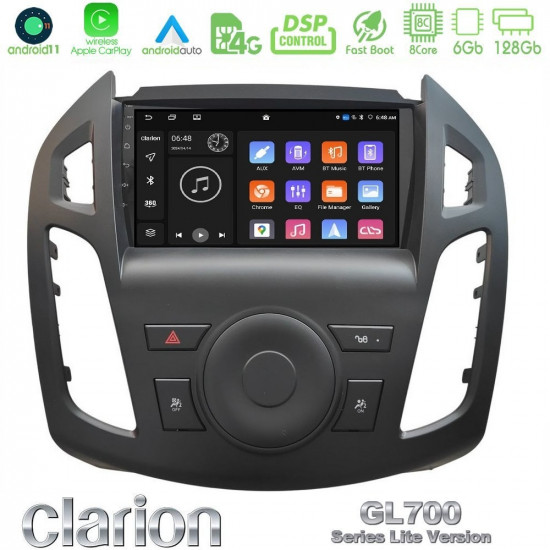 Clarion GL700 Lite Series 8Core Android11 6+128GB Ford Transit Connect Navigation Multimedia Tablet 9 Με Carplay -amp; Android Auto