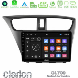 Clarion GL700 Lite Series 8Core Android11 6+128GB Honda Civic Hatchback 2012-2015 Navigation Multimedia Tablet 9 Με Carplay -amp; Android Auto