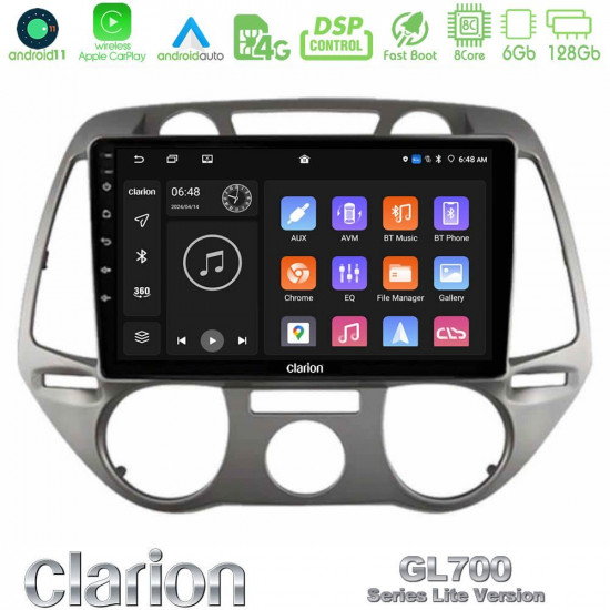 Clarion GL700 Lite Series 8Core Android11 6+128GB Hyundai i20 2009-2012 Manual A/C Navigation Multimedia Tablet 9 Με Carplay -amp; Android Auto Clarion GL700 Lite Series 8Core Android11 6+128GB Hyundai i20 2009-2012 Manual A/C Navigation Multimedia Tablet 9 Με Carplay -amp; Android Auto
