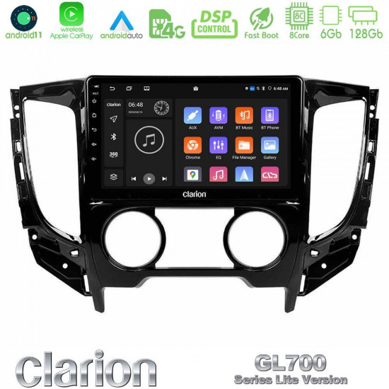 Clarion GL700 Lite Series 8Core Android11 6+128GB Mitsubishi L200 2016-gt; -amp; Fiat Fullback (Manual A/C) Navigation Multimedia Tablet 9 Με Carplay -amp; Android