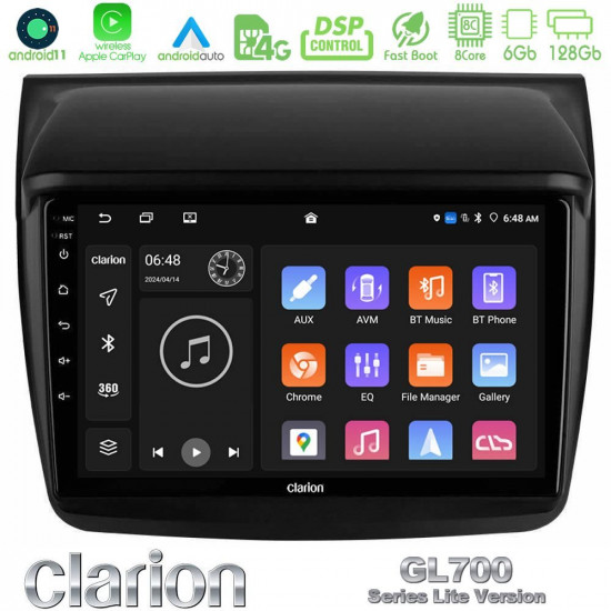 Clarion GL700 Lite Series 8Core Android11 6+128GB Mitsubishi L200 Navigation Multimedia Tablet 9 Με Carplay -amp; Android Auto
