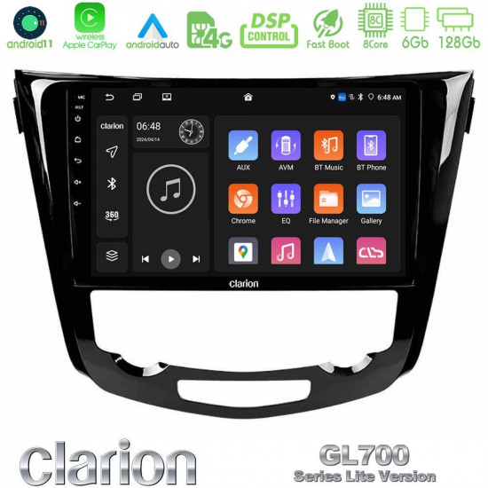 Clarion GL700 Lite Series 8Core Android11 6+128GB Nissan Qashqai J11 (AUTO A/C) Navigation Multimedia Tablet 10 Με Carplay -amp; Android Auto Clarion GL700 Lite Series 8Core Android11 6+128GB Nissan Qashqai J11 (AUTO A/C) Navigation Multimedia Tablet 10 Με Carplay -amp; Android Auto