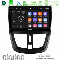 Clarion GL700 Lite Series 8Core Android11 6+128GB Peugeot 207 Navigation Multimedia Tablet 9 Με Carplay -amp; Android Auto