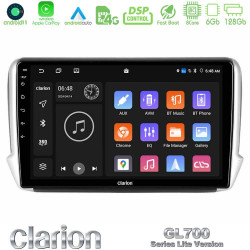 Clarion GL700 Lite Series 8Core Android11 6+128GB Peugeot 208/2008 Navigation Multimedia Tablet 10 Με Carplay -amp; Android Auto