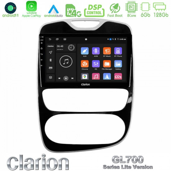 Clarion GL700 Lite Series 8Core Android11 6+128GB Renault Clio 2016-2019 Navigation Multimedia Tablet 10 Με Carplay -amp; Android Auto