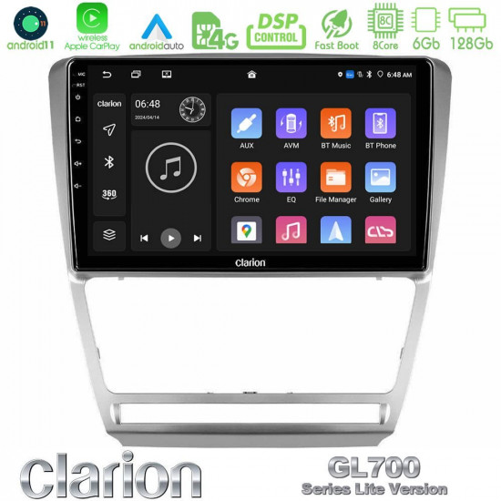 Clarion GL700 Lite Series 8Core Android11 6+128GB Skoda Octavia 5 Navigation Multimedia Tablet 10 Με Carplay -amp; Android Auto Clarion GL700 Lite Series 8Core Android11 6+128GB Skoda Octavia 5 Navigation Multimedia Tablet 10 Με Carplay -amp; Android Auto