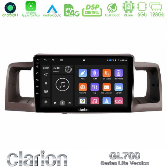 Clarion GL700 Lite Series 8Core Android11 6+128GB Toyota Corolla 2002-2006 Navigation Multimedia Tablet 9 Με Carplay -amp; Android Auto