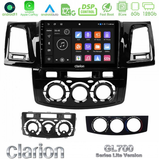 Clarion GL700 Lite Series 8Core Android11 6+128GB Toyota Hilux 2007-2011 Navigation Multimedia Tablet 9 Με Carplay -amp; Android Auto