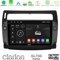 Clarion GL700 Series 8Core Android13 4+64GB Citroen C4 2004-2010 Navigation Multimedia Tablet 9 (μαύρο χρώμα) Με Carplay -amp; Android Auto