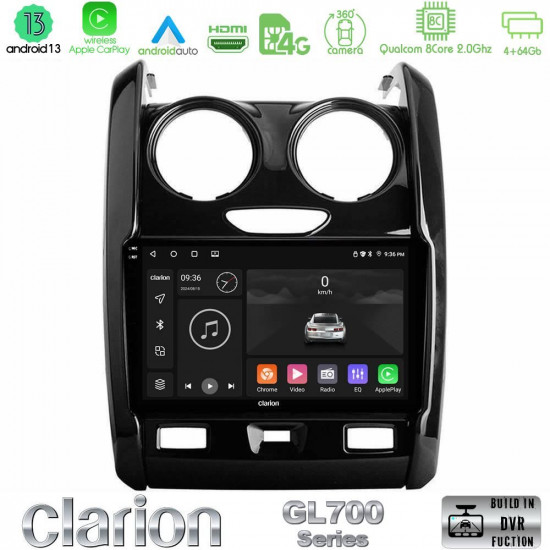 Clarion GL700 Series 8Core Android13 4+64GB Dacia Duster 2014-2018 Navigation Multimedia Tablet 9 Με Carplay -amp; Android Auto Clarion GL700 Series 8Core Android13 4+64GB Dacia Duster 2014-2018 Navigation Multimedia Tablet 9 Με Carplay -amp; Android Auto
