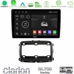 Clarion GL700 Series 8Core Android13 4+64GB  Fiat 500 2016-gt; Navigation Multimedia Tablet 9 Με Carplay -amp; Android Auto
