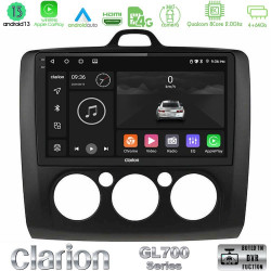 Clarion GL700 Series 8Core Android13 4+64GB Ford Focus Manual AC Navigation Multimedia Tablet 9 (Μαύρο Χρώμα) Με Carplay -amp; Android Auto