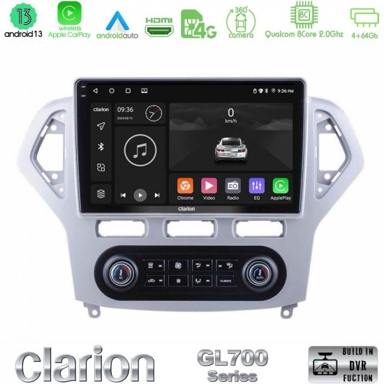 Clarion GL700 Series 8Core Android13 4+64GB Ford Mondeo 2007-2011 (Auto A/C) Navigation Multimedia Tablet 10 Με Carplay -amp; Android Auto Clarion GL700 Series 8Core Android13 4+64GB Ford Mondeo 2007-2011 (Auto A/C) Navigation Multimedia Tablet 10 Με Carplay -amp; Android Auto