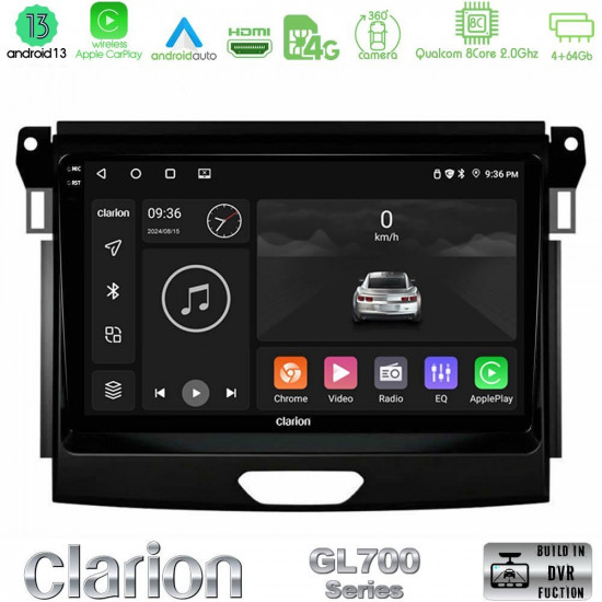 Clarion GL700 Series 8Core Android13 4+64GB Ford Ranger 2017-2022 Navigation Multimedia Tablet 9 Με Carplay -amp; Android Auto