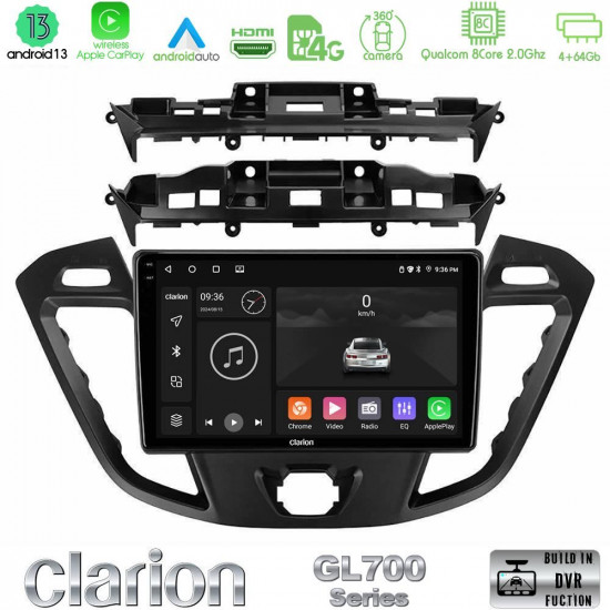 Clarion GL700 Series 8Core Android13 4+64GB Ford Transit Custom/Tourneo Custom Navigation Multimedia Tablet 9 Με Carplay -amp; Android Auto