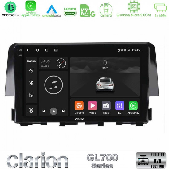 Clarion GL700 Series 8Core Android13 4+64GB Honda Civic 2016-2020 Navigation Multimedia Tablet 9 Με Carplay -amp; Android Auto Clarion GL700 Series 8Core Android13 4+64GB Honda Civic 2016-2020 Navigation Multimedia Tablet 9 Με Carplay -amp; Android Auto