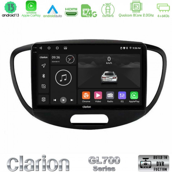 Clarion GL700 Series 8Core Android13 4+64GB Hyundai i10 2008-2014 Navigation Multimedia Tablet 9 Με Carplay -amp; Android Auto
