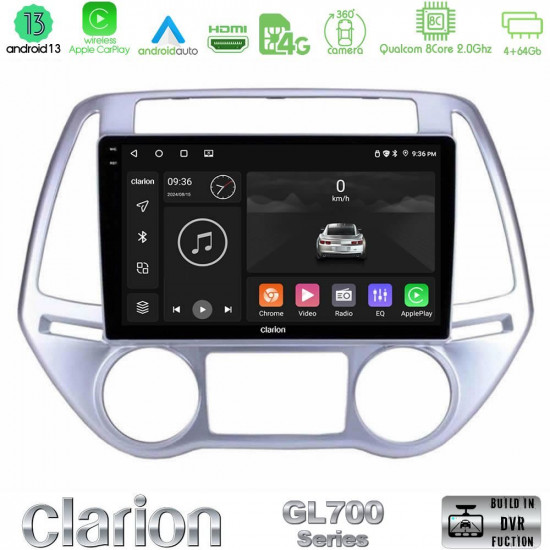 Clarion GL700 Series 8Core Android13 4+64GB Hyundai i20 2012-2014 Navigation Multimedia Tablet 9 Με Carplay -amp; Android Auto Clarion GL700 Series 8Core Android13 4+64GB Hyundai i20 2012-2014 Navigation Multimedia Tablet 9 Με Carplay -amp; Android Auto