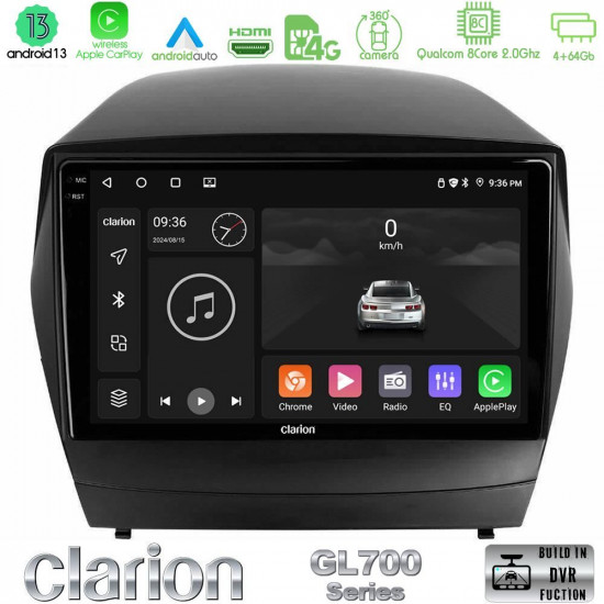 Clarion GL700 Series 8Core Android13 4+64GB Hyundai IX35 Auto A/C Navigation Multimedia Tablet 9 Με Carplay -amp; Android Auto Clarion GL700 Series 8Core Android13 4+64GB Hyundai IX35 Auto A/C Navigation Multimedia Tablet 9 Με Carplay -amp; Android Auto
