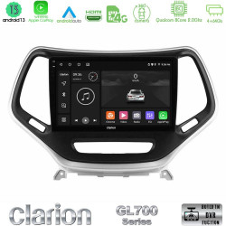 Clarion GL700 Series 8Core Android13 4+64GB Jeep Cherokee 2014-2019 Navigation Multimedia Tablet 9 (Ασημί Χρώμα) Με Carplay -amp; Android Auto