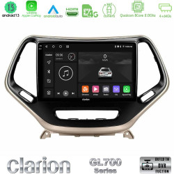 Clarion GL700 Series 8Core Android13 4+64GB Jeep Cherokee 2014-2019 Navigation Multimedia Tablet 9 Με Carplay -amp; Android Auto