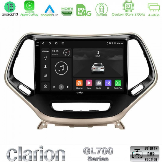 Clarion GL700 Series 8Core Android13 4+64GB Jeep Cherokee 2014-2019 Navigation Multimedia Tablet 9 Με Carplay -amp; Android Auto Clarion GL700 Series 8Core Android13 4+64GB Jeep Cherokee 2014-2019 Navigation Multimedia Tablet 9 Με Carplay -amp; Android Auto