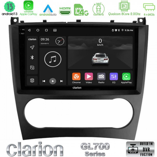 Clarion GL700 Series 8Core Android13 4+64GB Mercedes W203 Facelift Navigation Multimedia Tablet 9 Με Carplay -amp; Android Auto Clarion GL700 Series 8Core Android13 4+64GB Mercedes W203 Facelift Navigation Multimedia Tablet 9 Με Carplay -amp; Android Auto