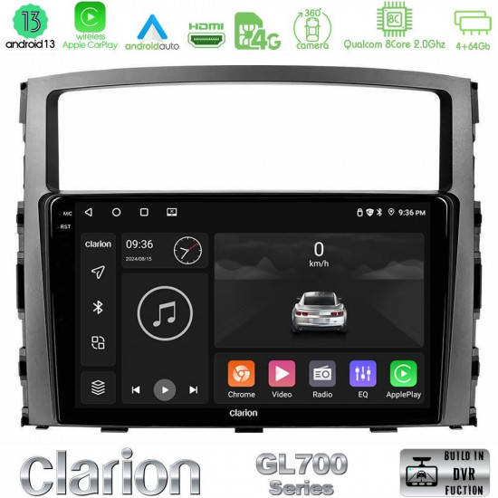Clarion GL700 Series 8Core Android13 4+64GB Mitsubishi Pajero 2008-2009 Navigation Multimedia Tablet 9 Με Carplay -amp; Android Auto Clarion GL700 Series 8Core Android13 4+64GB Mitsubishi Pajero 2008-2009 Navigation Multimedia Tablet 9 Με Carplay -amp; Android Auto