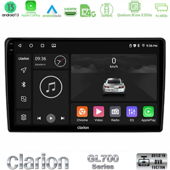 Clarion GL700 Series 8Core Android13 4+64GB Opel Astra/Corsa/Antara/Zafira Navigation Multimedia Tablet 9 Με Carplay -amp; Android Auto (Μαύρο Χρώμα)