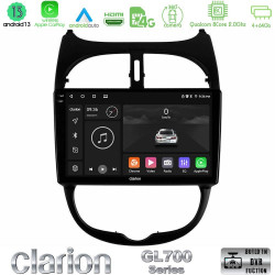 Clarion GL700 Series 8Core Android13 4+64GB Peugeot 206 Navigation Multimedia Tablet 9 Με Carplay -amp; Android Auto