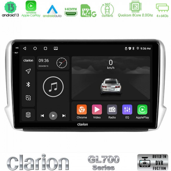 Clarion GL700 Series 8Core Android13 4+64GB Peugeot 208/2008 Navigation Multimedia Tablet 10 Με Carplay -amp; Android Auto Clarion GL700 Series 8Core Android13 4+64GB Peugeot 208/2008 Navigation Multimedia Tablet 10 Με Carplay -amp; Android Auto