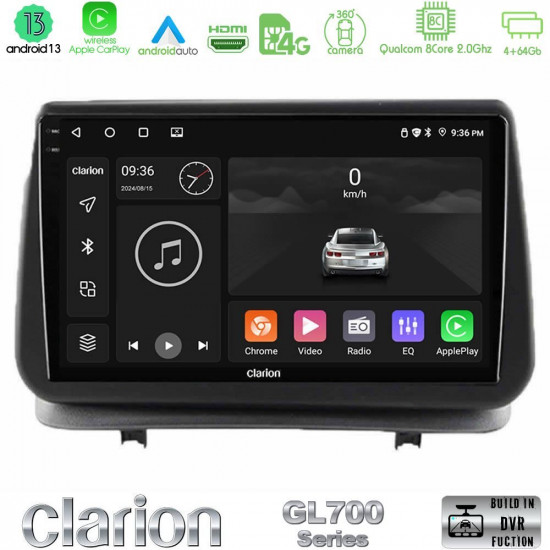 Clarion GL700 Series 8Core Android13 4+64GB Renault Clio 2005-2012 Navigation Multimedia Tablet 9 Με Carplay -amp; Android Auto Clarion GL700 Series 8Core Android13 4+64GB Renault Clio 2005-2012 Navigation Multimedia Tablet 9 Με Carplay -amp; Android Auto