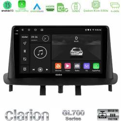 Clarion GL700 Series 8Core Android13 4+64GB Renault Megane 3 2009-2013 Navigation Multimedia Tablet 9 Με Carplay -amp; Android Auto