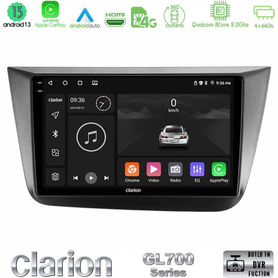 Clarion GL700 Series 8Core Android13 4+64GB Seat Altea 2004-2015 Navigation Multimedia Tablet 9 Με Carplay -amp; Android Auto Clarion GL700 Series 8Core Android13 4+64GB Seat Altea 2004-2015 Navigation Multimedia Tablet 9 Με Carplay -amp; Android Auto