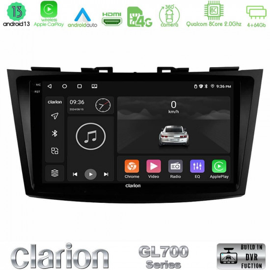 Clarion GL700 Series 8Core Android13 4+64GB Suzuki Swift 2011-2016 Navigation Multimedia Tablet 9 Με Carplay -amp; Android Auto