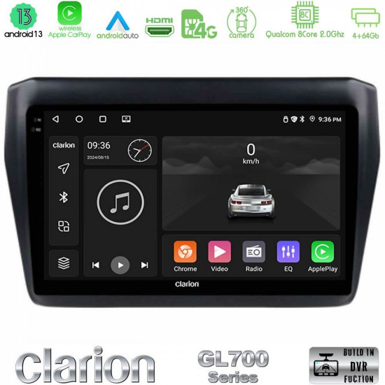 Clarion GL700 Series 8Core Android13 4+64GB Suzuki Swift 2017-2023 Navigation Multimedia Tablet 9 Με Carplay -amp; Android Auto Clarion GL700 Series 8Core Android13 4+64GB Suzuki Swift 2017-2023 Navigation Multimedia Tablet 9 Με Carplay -amp; Android Auto